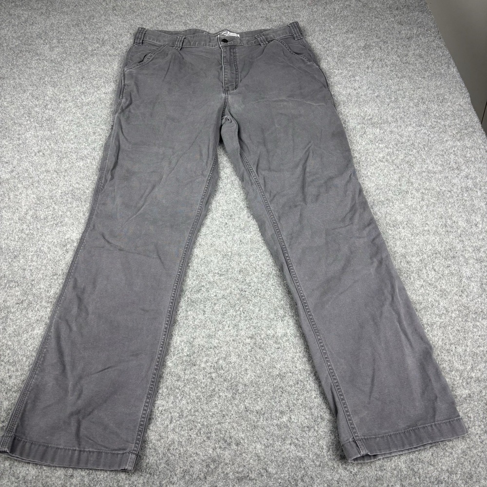 Carhartt Pants Mens 36x34 (Fits 36x32) Gray Rugged Flex Canvas Relaxed Fit Work